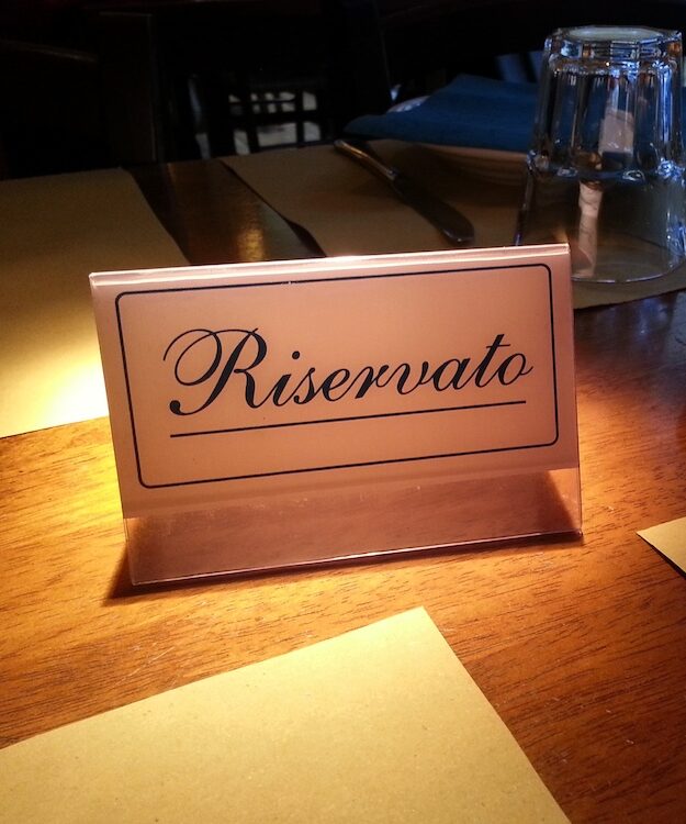 reserved table in italian restaurant